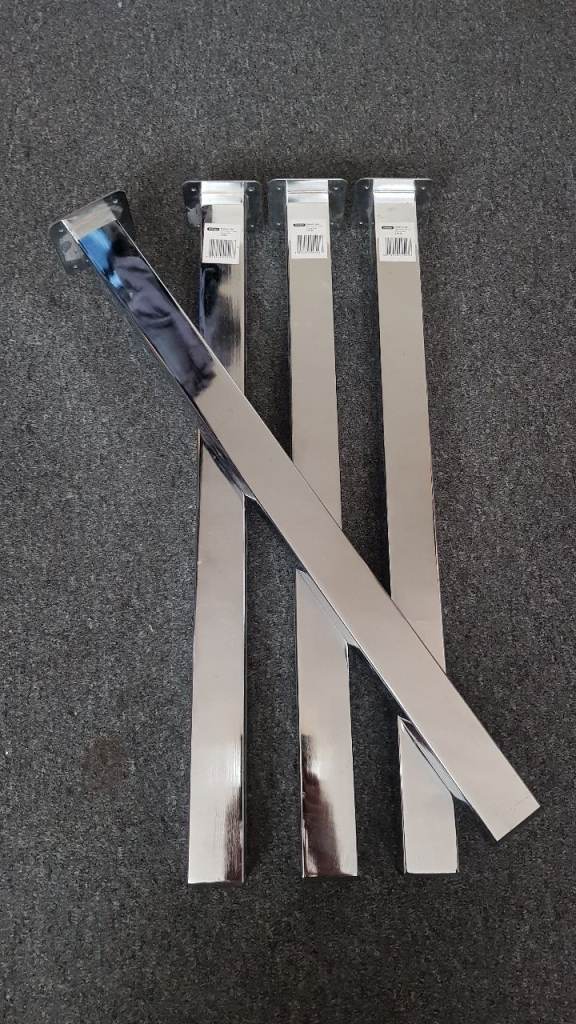 4x Chrome Table Desk Legs 50mm x 710mm