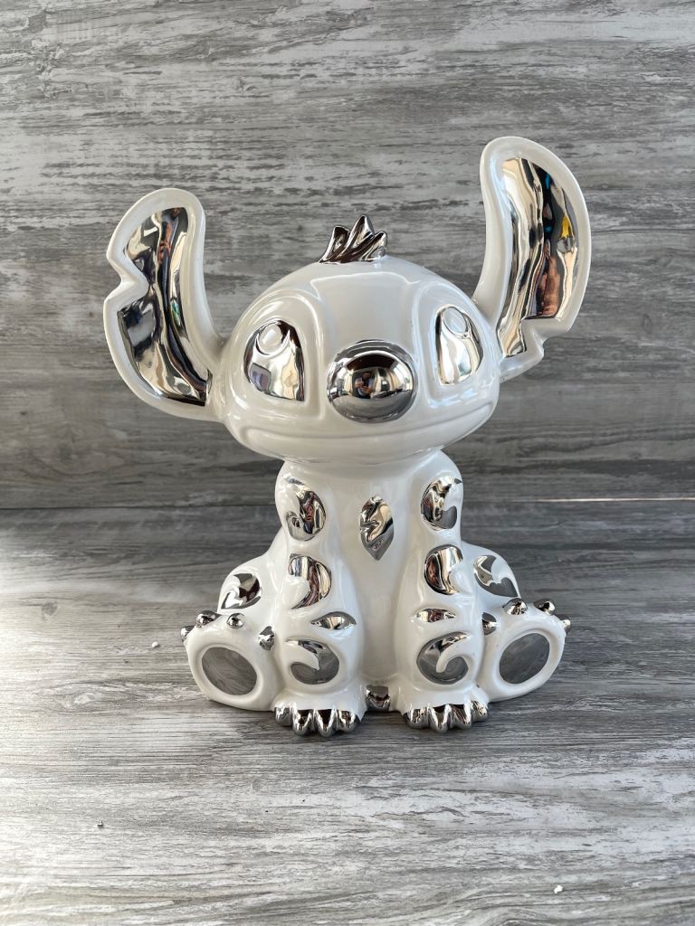 Disney Stitch character (Lilo & Stitch) WHITE & SILVER ceramic ornament NEW BOXED