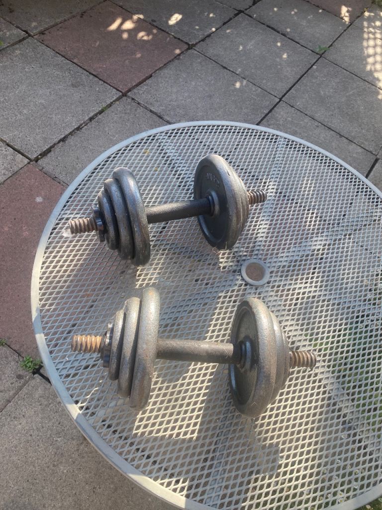 Pair of Adjustable Dumbbells with Weight Plates – Good Condition