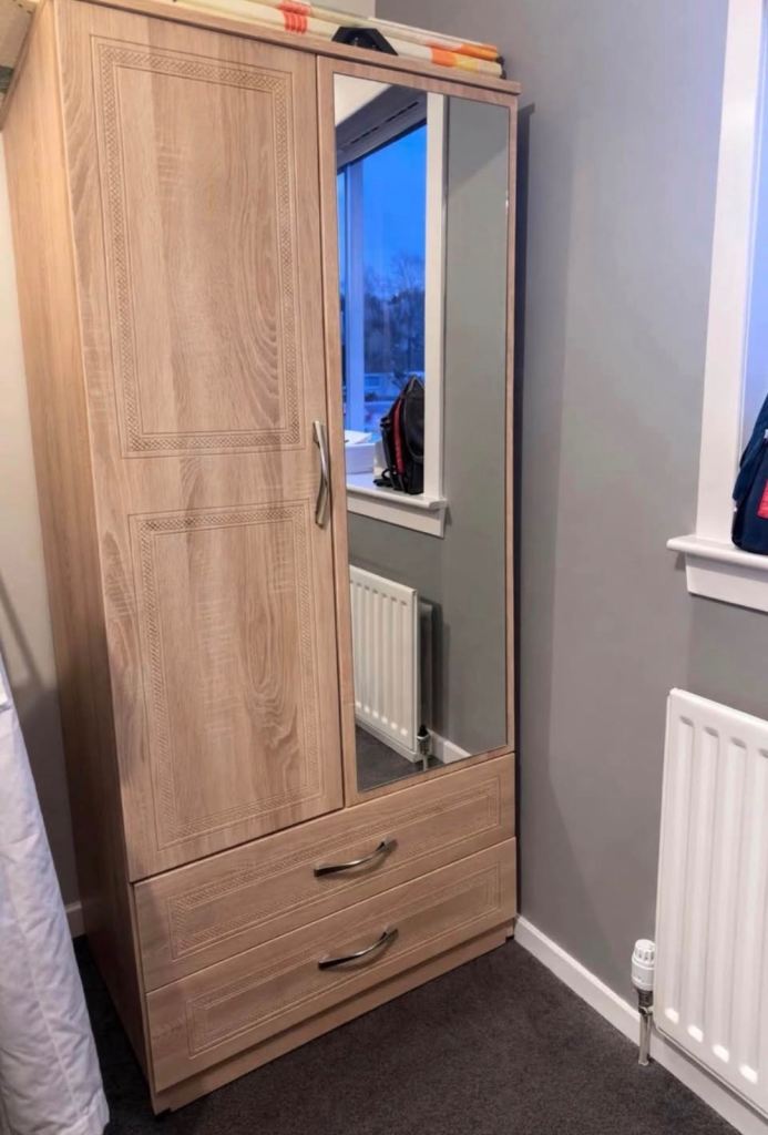 Cabra 2 Door 2 Drawer Mirrored Wardrobe – Bardolino Oak