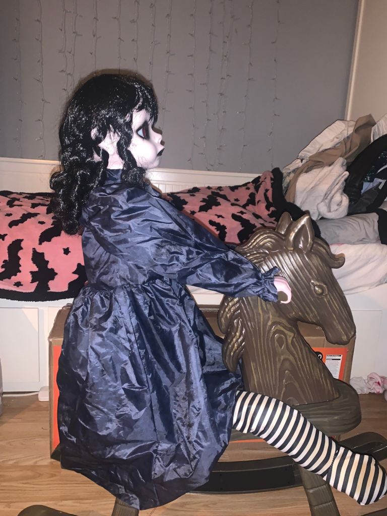 Halloween large scary rocking doll new in box 