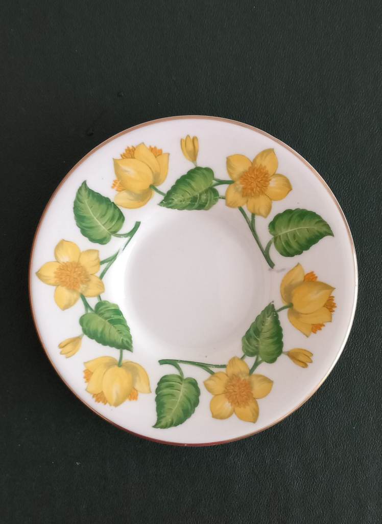 Wedgwood Bone China Plate, King Cup - Yellow Floral Design, Good Condition