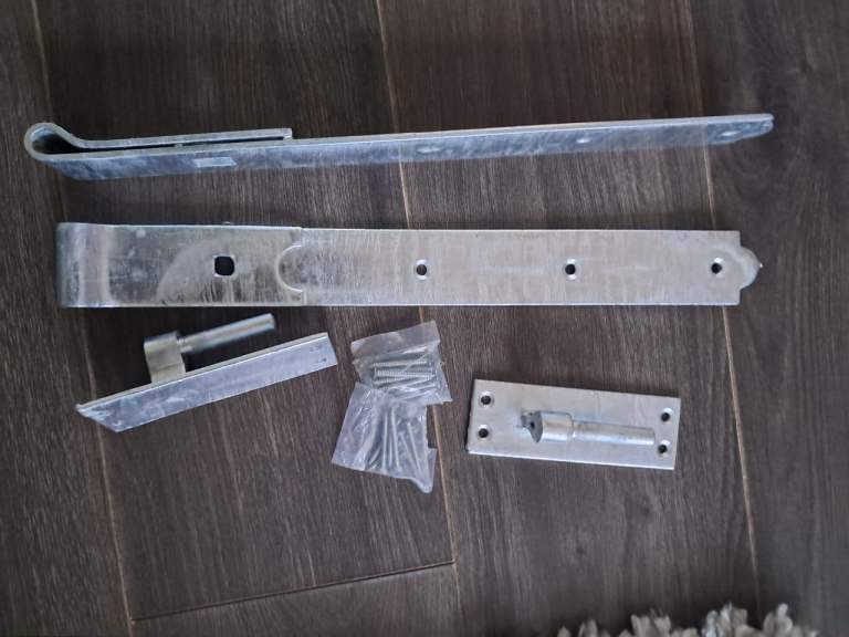 Gate Hinges Hook and Band 14" 350mm Cranked Galvanised Heavy Duty - Sold in Pairs