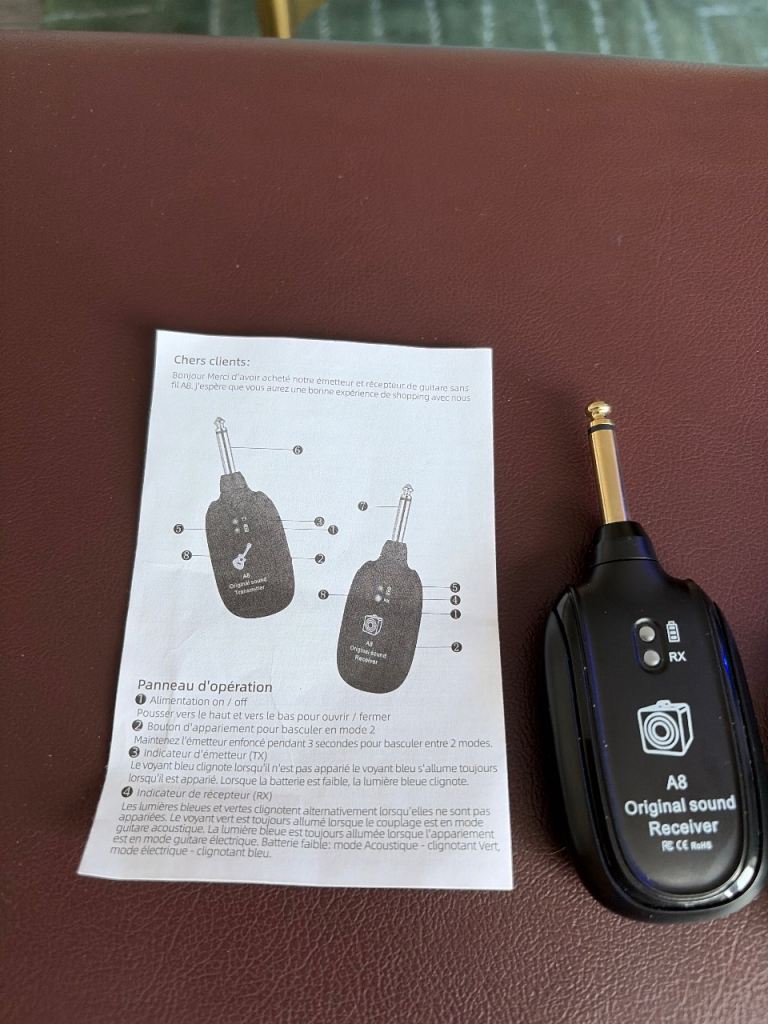 A8 Wireless Guitar Transmitter & Receiver Set