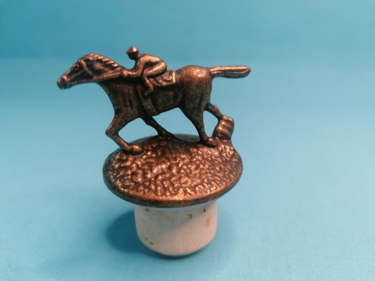 Blanton's Whiskey Bourbon Cork Bottle Stopper with Race Horse Jockey.. 