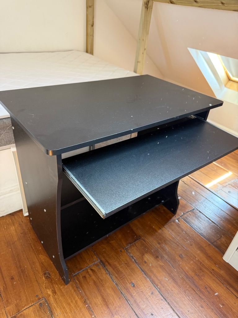 FREE Black Wooden Computer Desk with Pull-Out Keyboard Tray