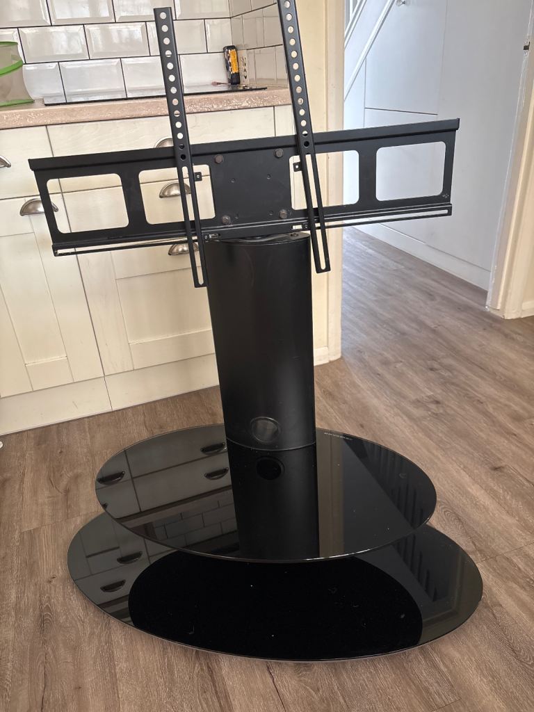Black gloss tv stand with two shelves - fits up to 50in