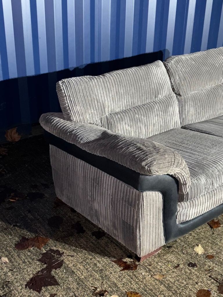 Grey cord couch (delivery available)