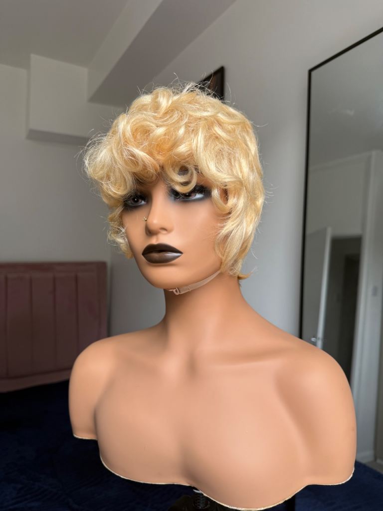 Short Pixie Cut 613 Blonde 100% Human Hair Wig