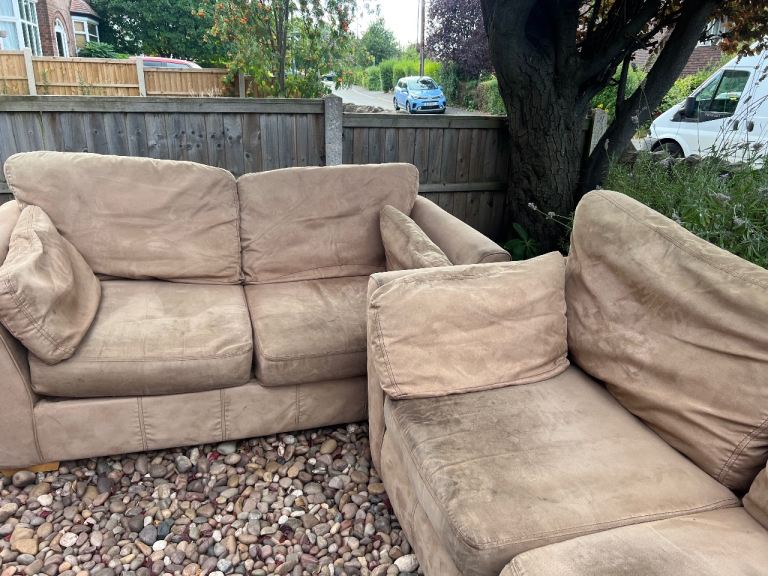 Used Beige Fabric Sofas Set – Fair Condition