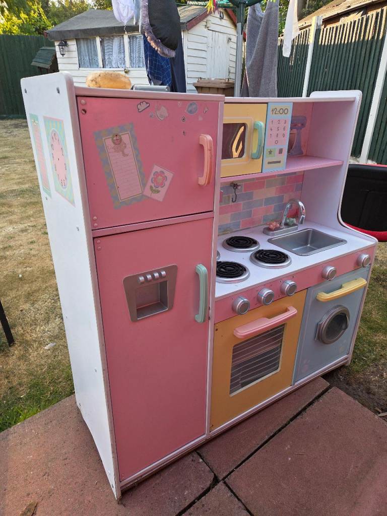 Kids Wooden Play Kitchen – Multicoloured, Good Condition