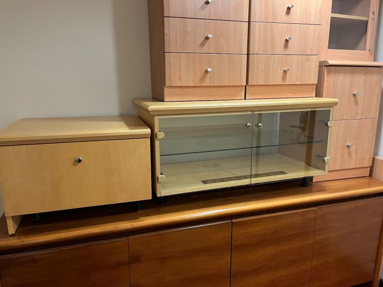 TV cabinet and adjoining DVD storage cabinet 