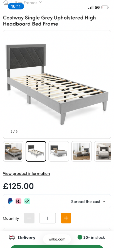 Single bed frame grey