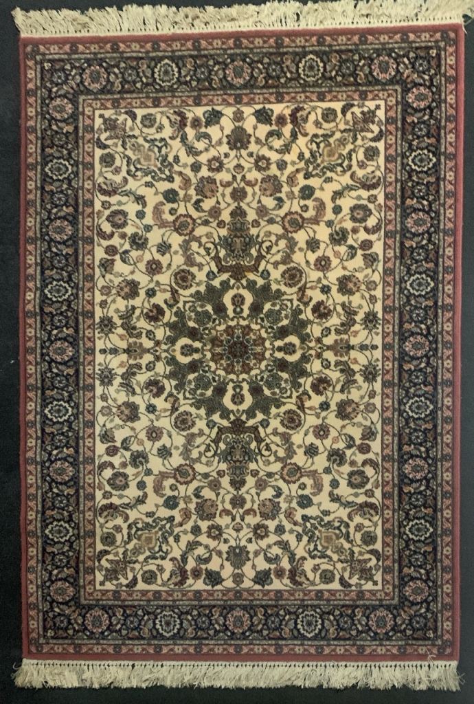 image for Hand Made Traditional Royal Keshan Oriental Wool White/Red Rug 200x100cm