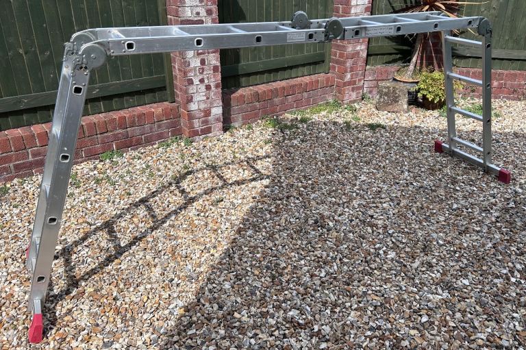 Multi-Purpose Aluminium Ladder – Good Condition, Folds Easily