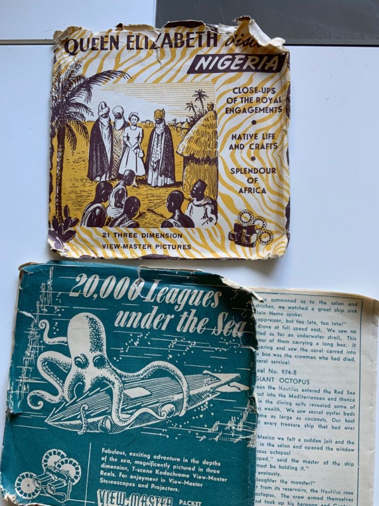 Vintage View-Master Reels & Sleeves - Queen Elizabeth Nigeria, 20,000 Leagues, Birds