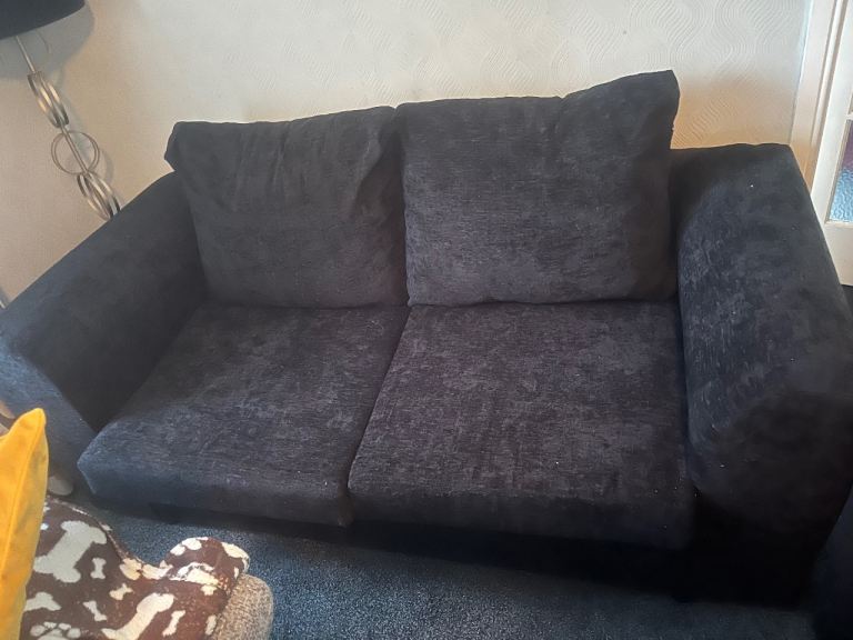 Dark grey 2 seater and chair