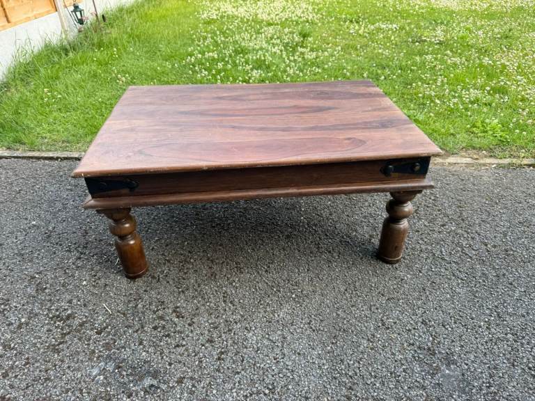 Rustic Solid Wood Coffee Table with Chunky Legs