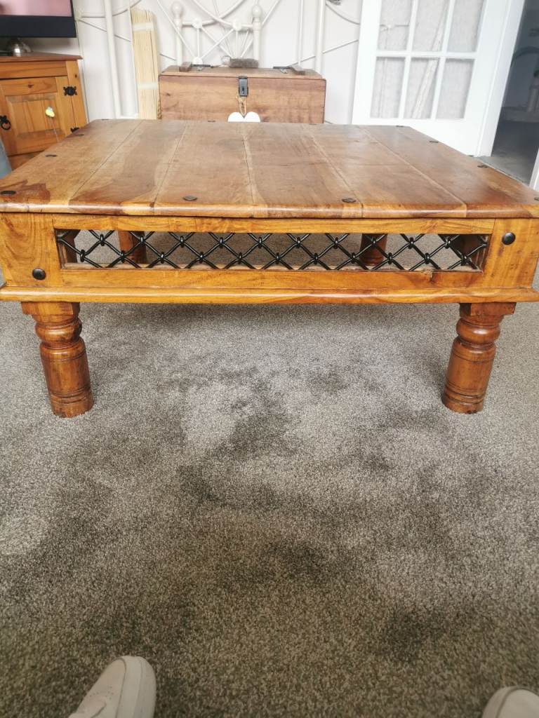 Heavy wooden square coffee table