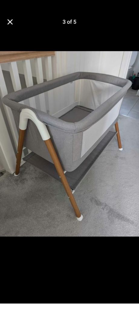 Baby Co-Sleeper Cot – Grey, Brand New