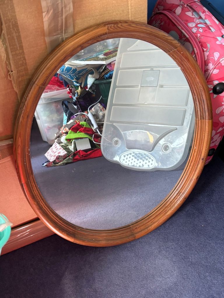 Antique Pine Oval Mirror