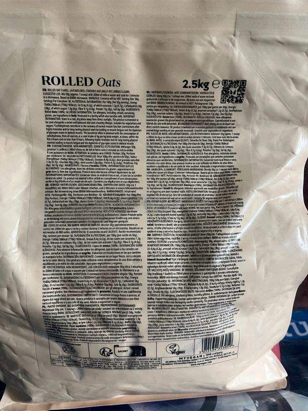 My vegan rolled oats 2.5kg bag