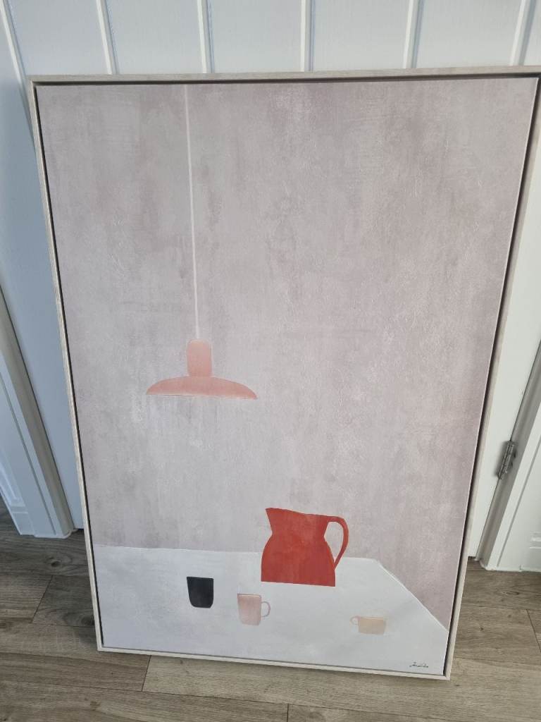 Brand New Ana Frois 'Orange Pendant' Art Print with Light Wooden Frame