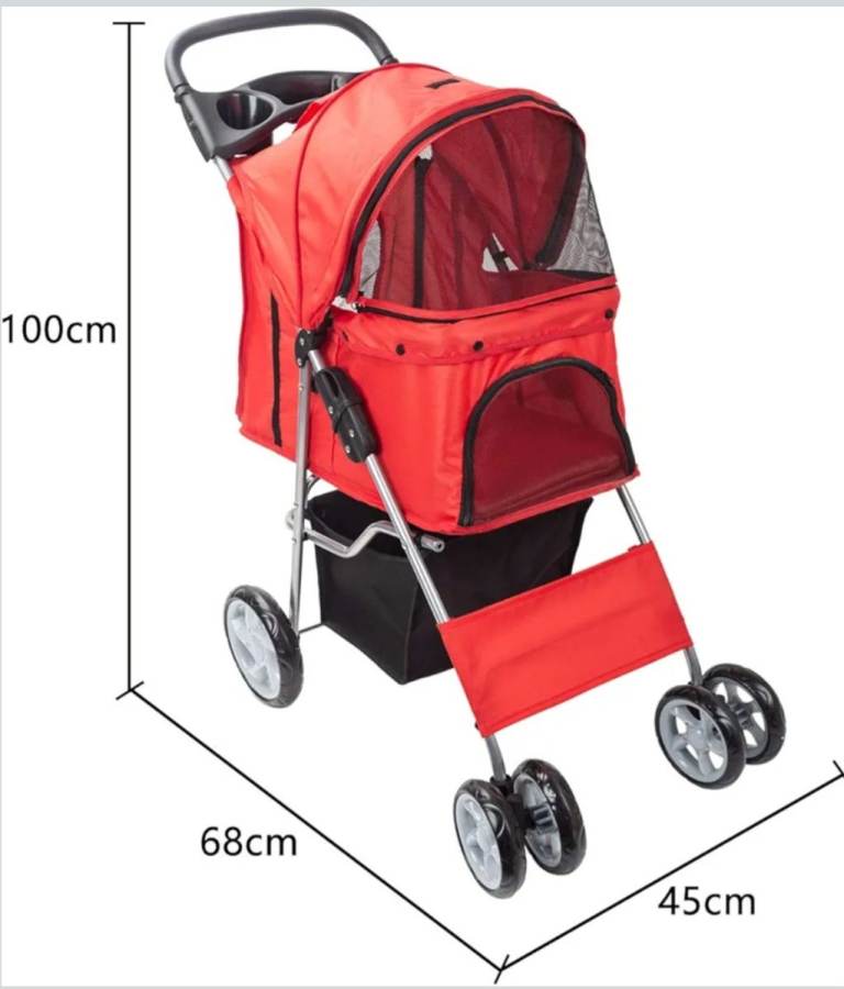 Daewoo Pet Stroller Dog Cat Pushchair Buggy – Red – Excellent Condition