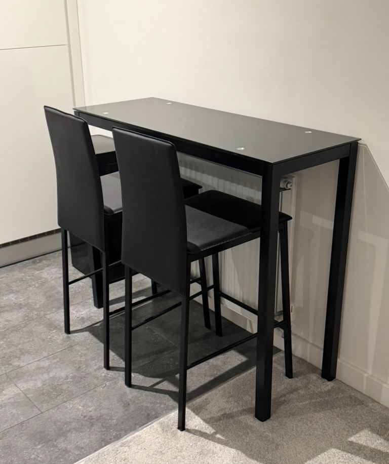 Black Bar Table & 2 Bar Chairs / Stools from Argos Home Lido Range
