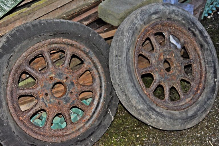 Antique Pair of Cast Iron Wheels