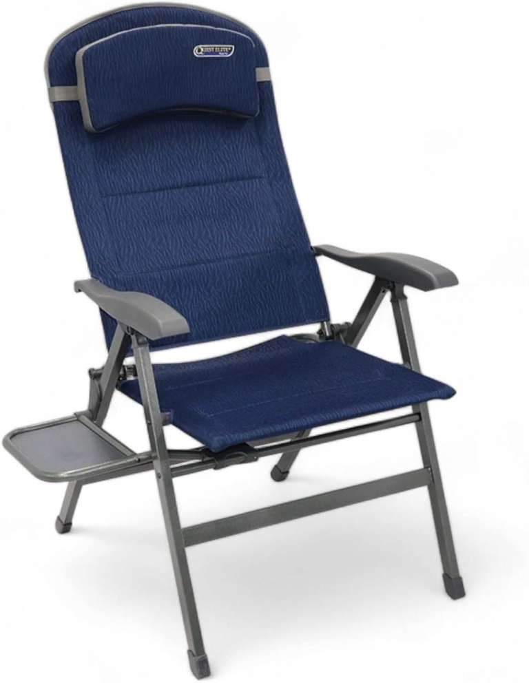NEW/UNBOXED -  Quest Ragley Pro Blue Relax Chair With Table Caravan Camping Garden