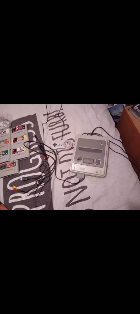 Nintendo Super NES Console with Games and Cables