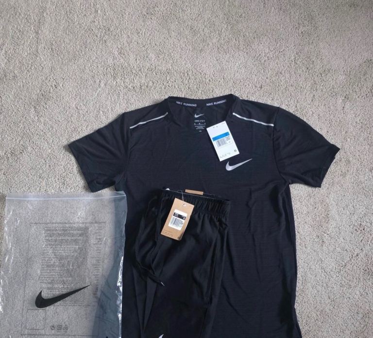 New Nike Miller Running Top and Shorts Set - Black