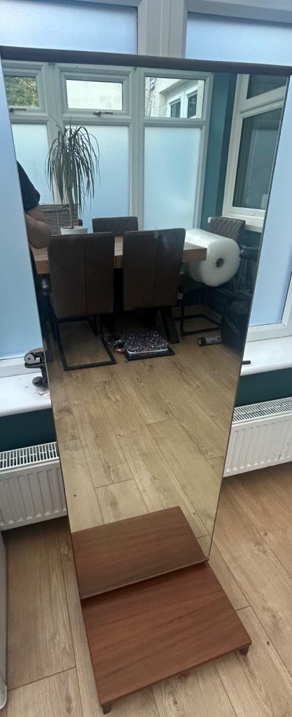 Vintage stag cantata teak cheval mirror 