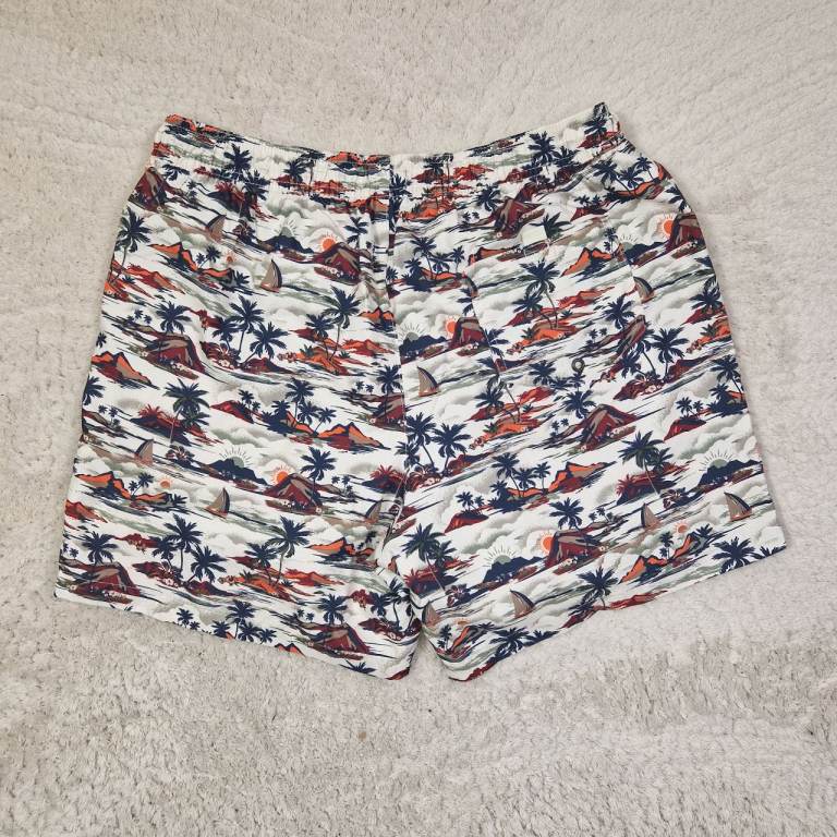Easy Blue Tropical Print Swim Shorts Men's UK L Polyester Preloved