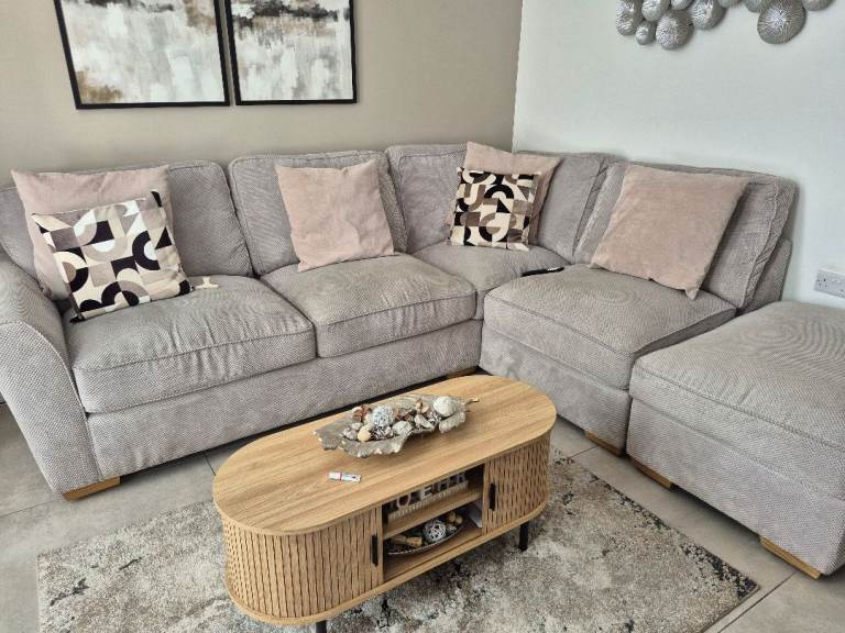 Corner sofa and footstool
