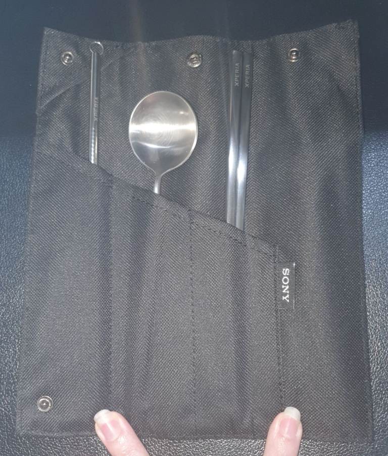 SONY XPERIA Black Wrap Metal Chopsticks Spoon Straw Brush Collectible RARE NEW