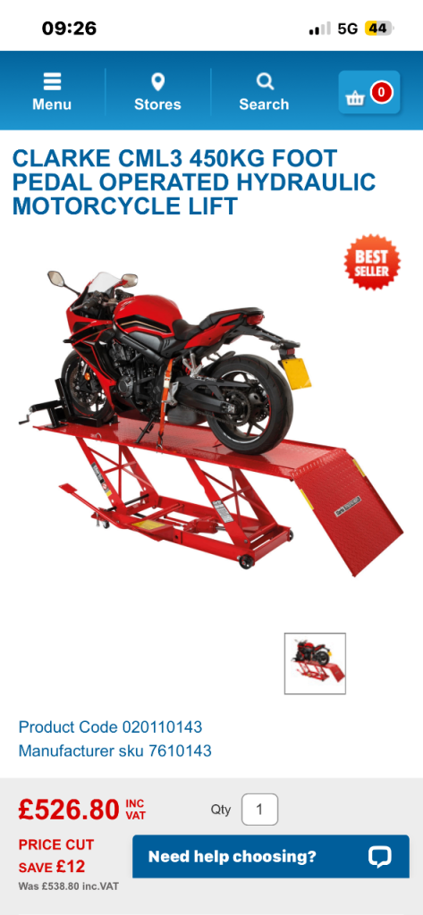 clarke motorcycles bike lift 