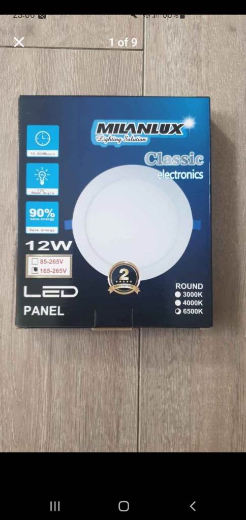 New Milanlux 12W LED Panel Light - Round, White - 2 For £19 or £10 Each