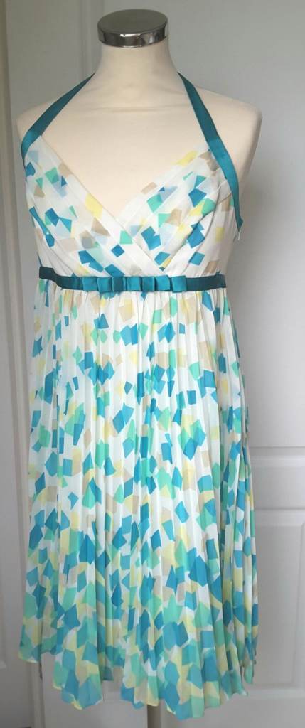 Coast Halter Neck Pleated and Lined Summer Dress Size 12 (Hardly Used)