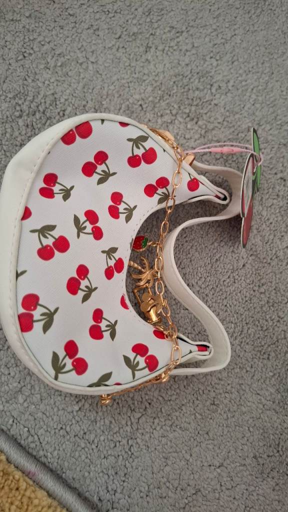 New Mini Cherry Print Purse with Charm
