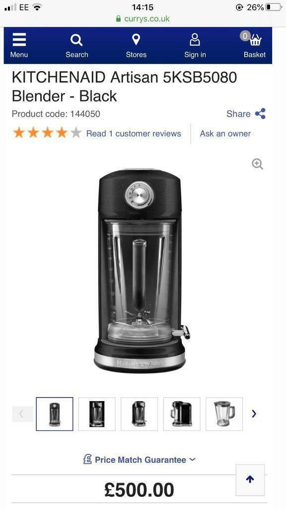 Brand New KitchenAid Artisan Magnetic Drive 5KSB5080 Blender - Black 