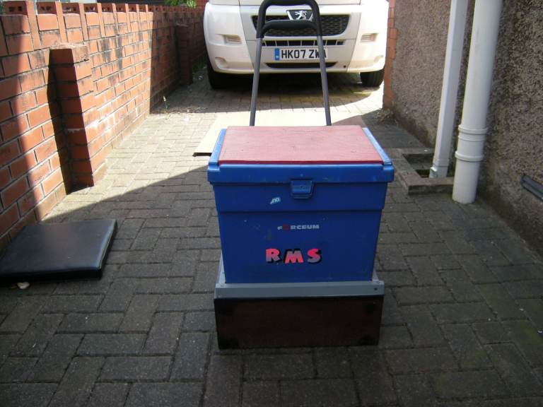 FISHING BOX AND TROLLEY FOR SALE.