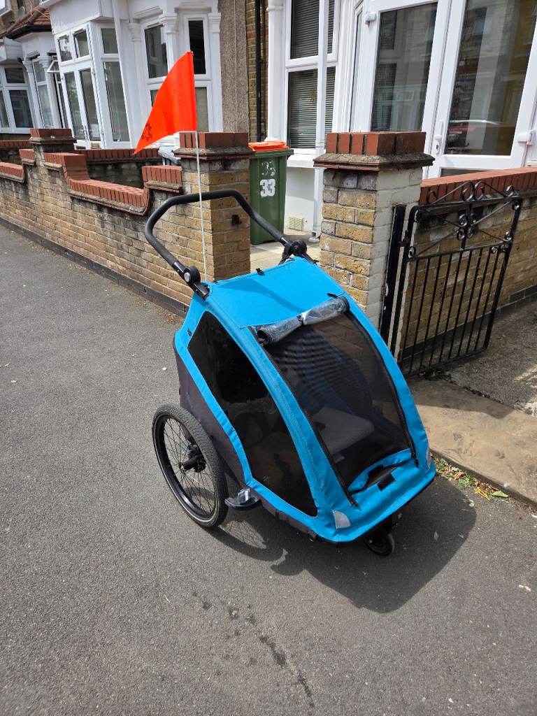 Blue Double Child Bike Trailer - Good Condition