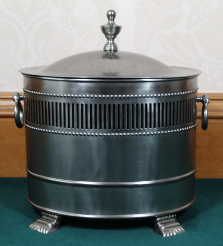 Regency Style Polished Steel Coal Scuttle, Holder Hod Bucket, Log Basket FREE EDIN DELIVERY
