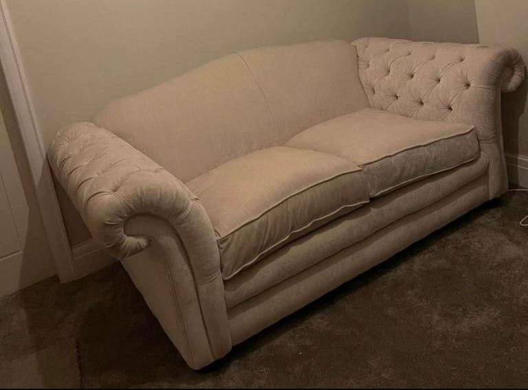 Cream Fabric 2-Seater Sofa – Good Condition