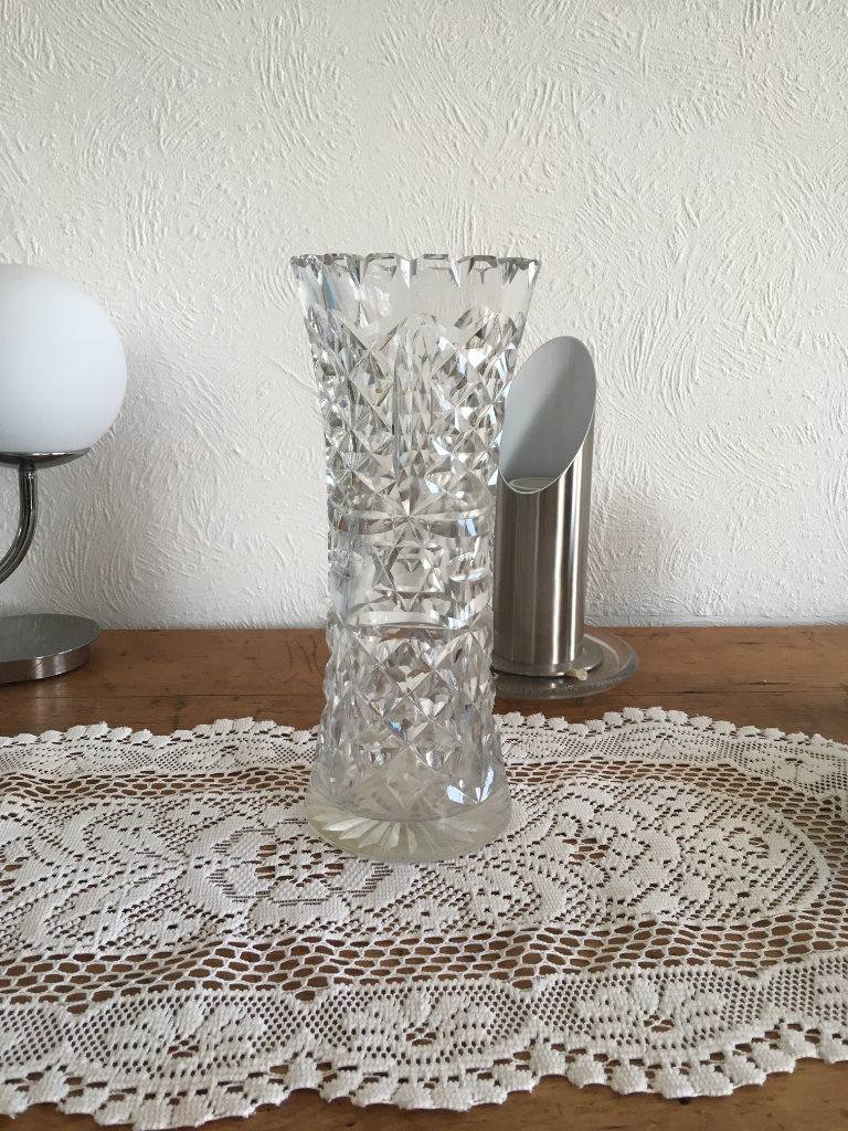 Thick Heavy Solid Crystal tall Vase
