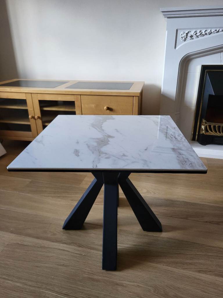 Modern Square Black and White Marble Coffee Table