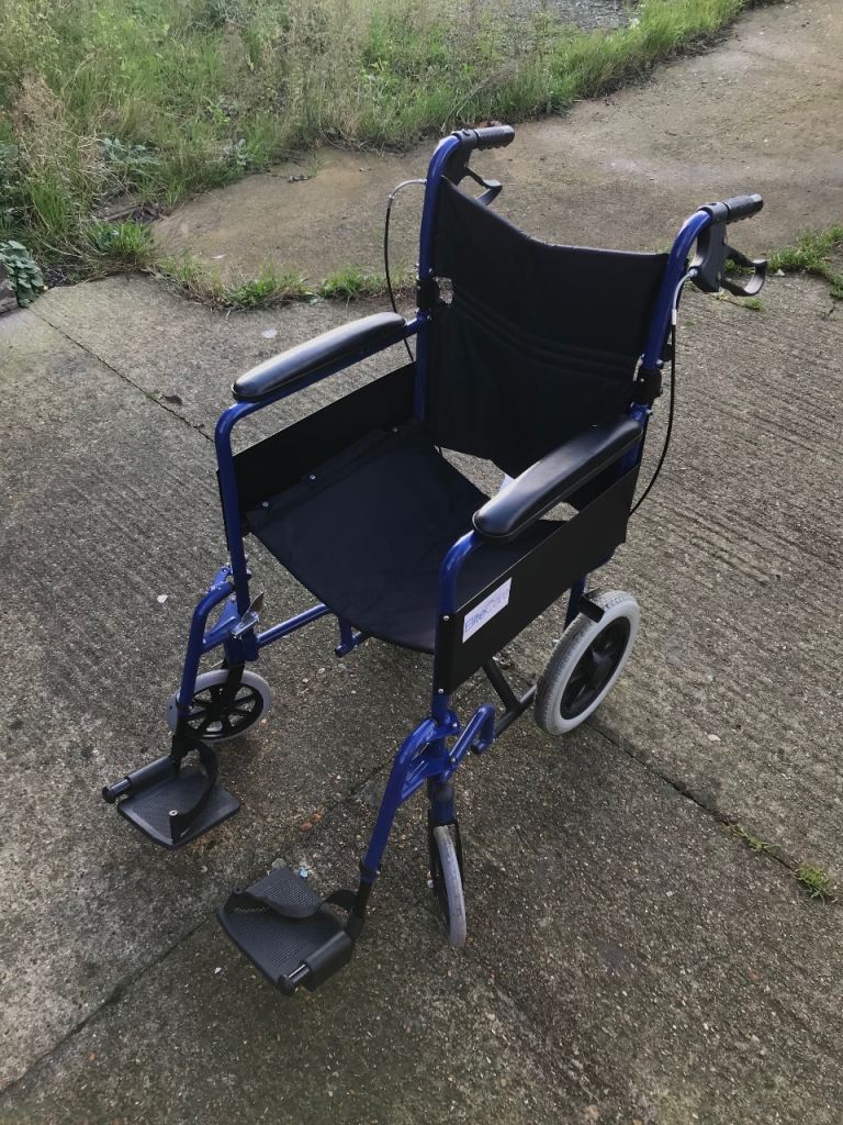 Lightweight Aluminium Folding Transit Travel Wheelchair with handbrakes - Weighs only 11kg