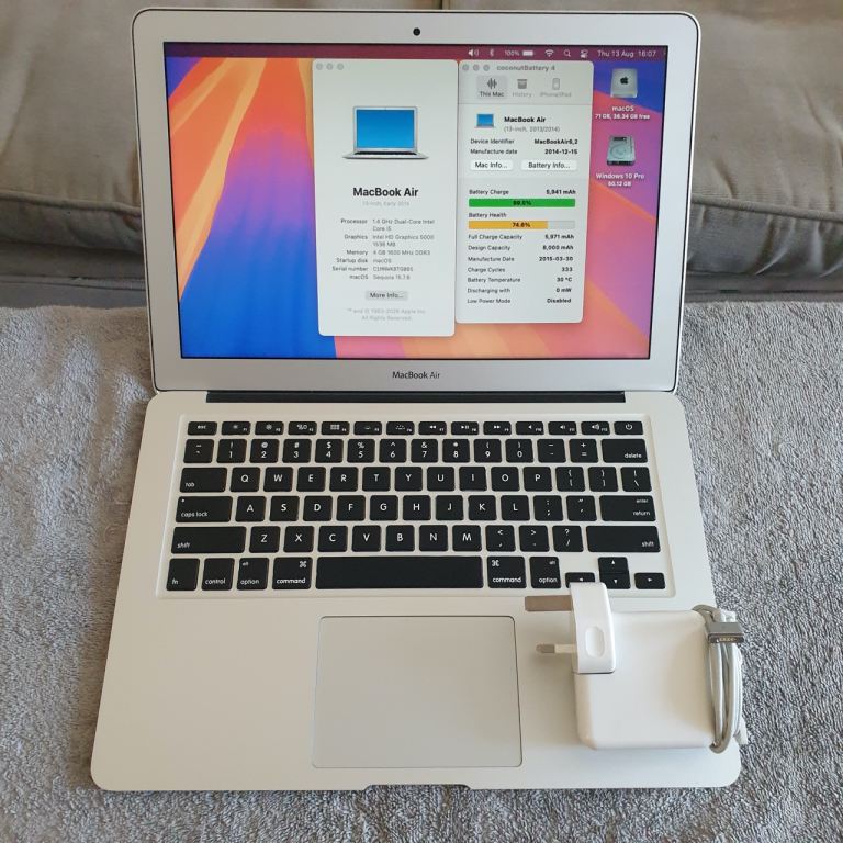  MacBook Air 13” - Excellent Condition, Charger, macOS Sequoia, Windows 10, MS Office